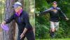 Sylvia and Dr. Rick Voakes competing in masters disc golf events.